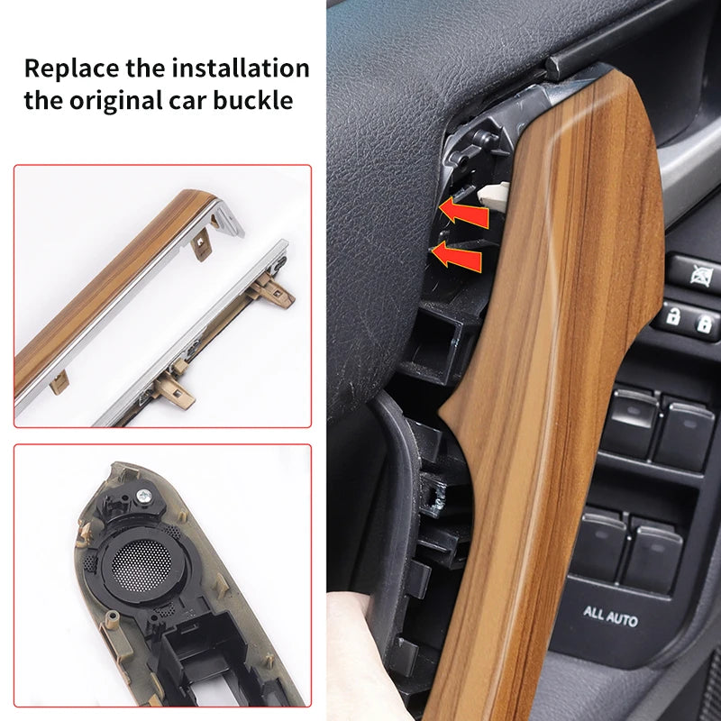 For Toyota 2010-2023 Land Cruiser Prado 150 LC150 Wood Grain Door Handle Armrest Interior Upgrade Accessories Replacement Parts