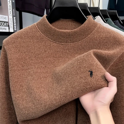 High end designer's new men's round neck fashion brand Paul Pony embroidery luxurious winter plush thick warm knitted pullover