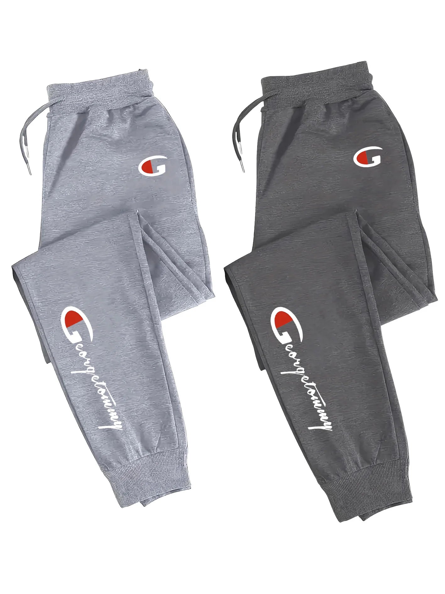 2-Pack Men's Polyester Lounge Joggers, Elastic Drawstring Waist, Wrinkle-Resistant, Breathable Sweat-Wicking, Tapered Cu