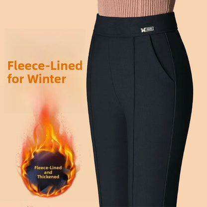 High Waist Fce Lined Thi Wide Leg Pants Casual Straight Cut Long Trousers Autumn Winter New Sle Faion Ladies Pants