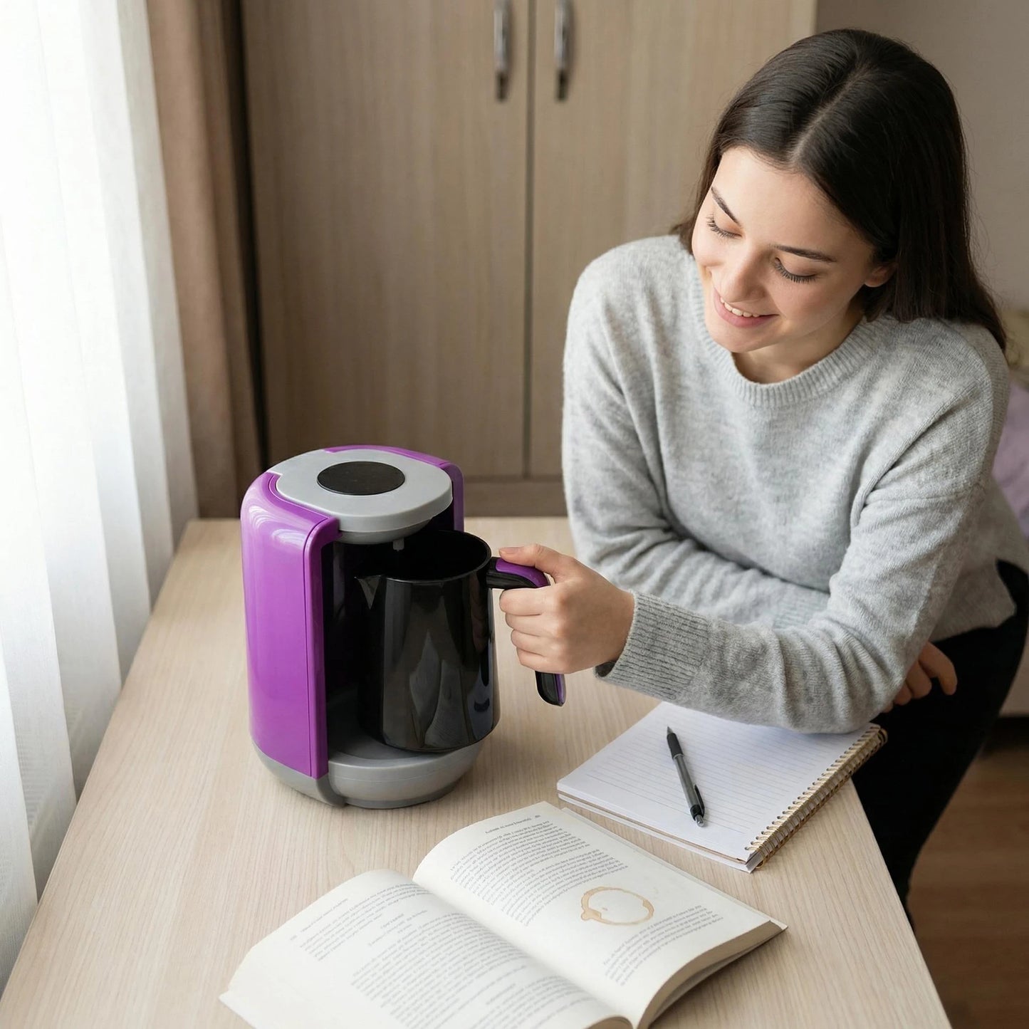 Smart digital display Turkish electric coffee maker, 480ml portable tea maker, coffee brewer