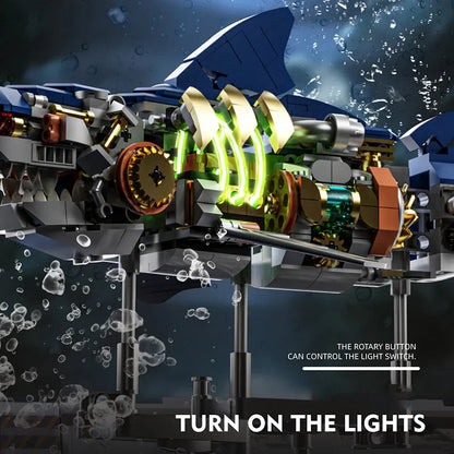 DIY Mechanical Technical Shark Building Blocks Creative Ocean Series Decorations Model Boys Children Christmas Birthday Gifts