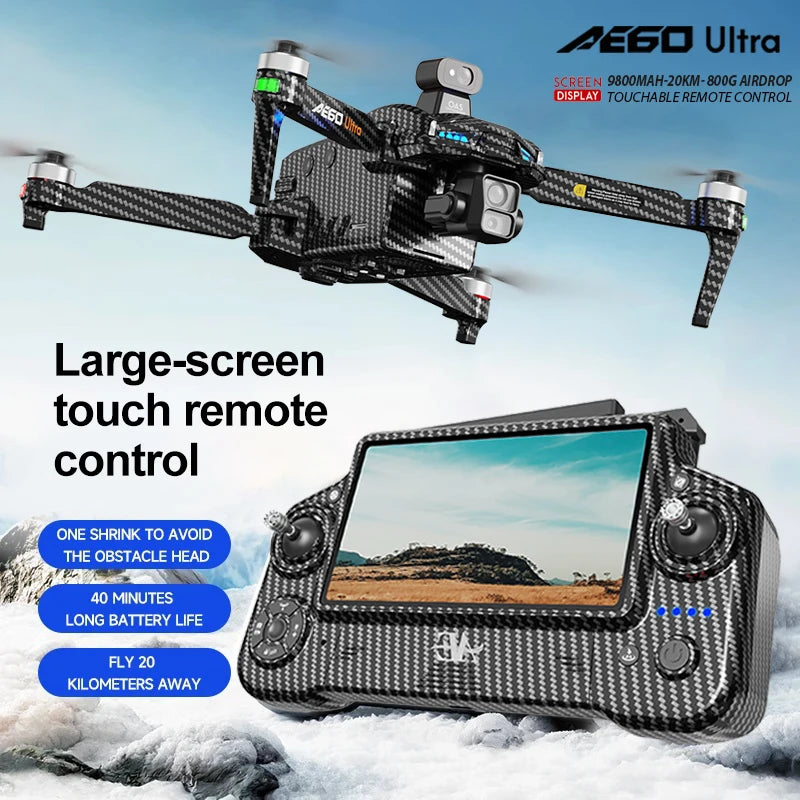AE60 GPS Professional Drone 4K HD Camera 3-Axis Gimbal Obstacle Avoidance Aerial Brushless 800g Airdrop Security Drone Kids Toys