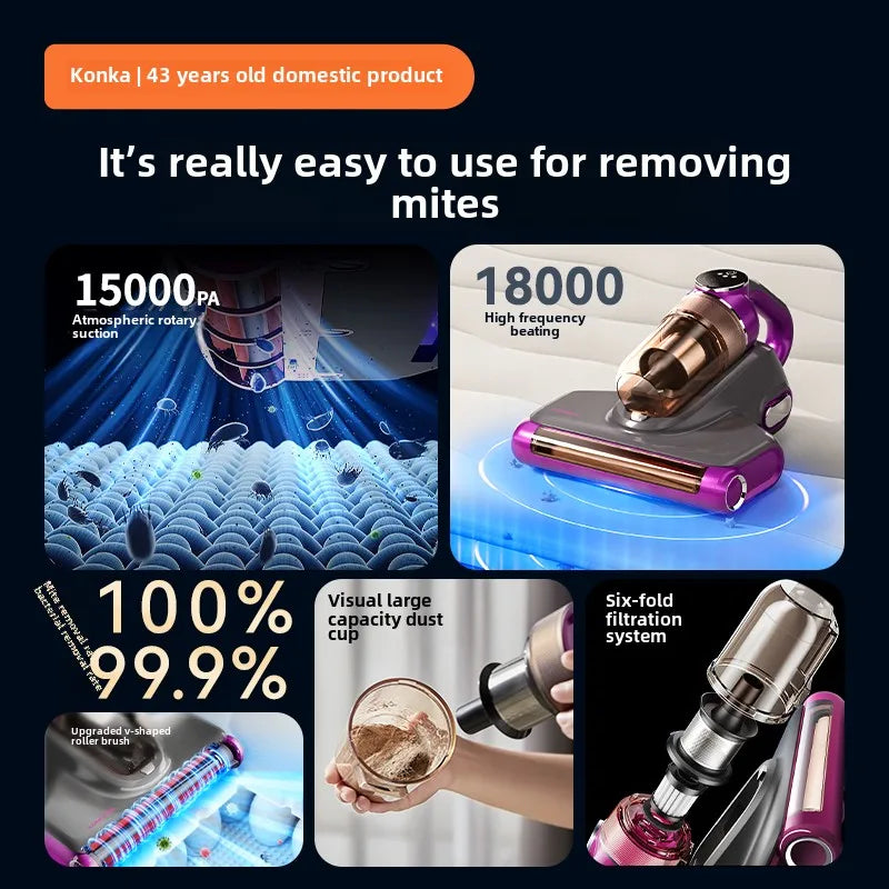 Vacuum Mite Remover Household Bed Large Suction Ultraviolet Sterilizer Wireless Vacuum Cleaner 220V Cleaning Appliances