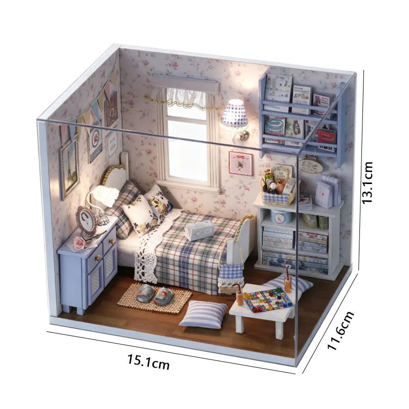 DIY Dollhouse Kit With Furniture Wooden Miniature House Model 3D Puzzle Handmade Assembly Toy Creative Home Decor Birthday Gifts