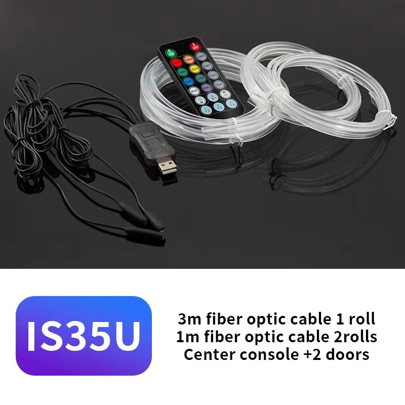 Car Interior Ambient LED Light Strip 2/3/4/5M RGB  Invisible USB Fiber Optic Atmosphere Lamp Support APP Control