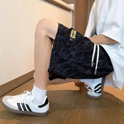 Men's American Workwear Summer Shorts Loose Fit Casual Sporty Lightweight Straight Leg High Street Trendy Versatile Mid-Length
