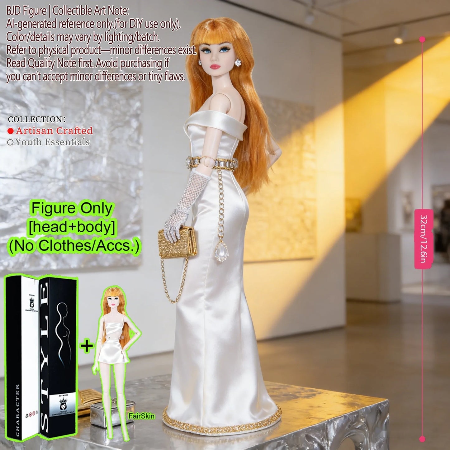 12.6 Inch 1/6 Fashion BJD MJD Supermodel Doll Ball Jointed Posable Collectible Realistic Hair NoClothes