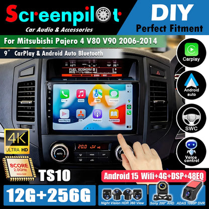Android 16Carplay For Mitsubishi Pajero 4 V80 V90 2006 2007 -2014 Car Radio Video GPS Navigation Player Unit Multimedia Stereo