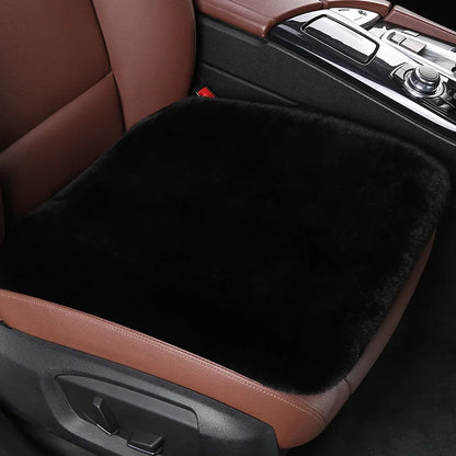 Car Seat Cover Cushion Winter Warm Plush Fluffy Car Seat Front Rear Wool Fur Capes Cushion Set Cotton Pad Car Interior