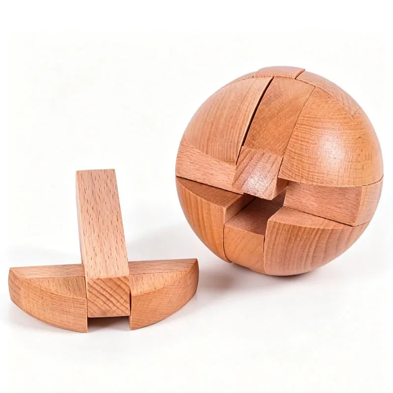 Classic Wooden Puzzle Ball Magic Brain Teasers Assembly Interlocking Toys IQ Logic Mind Challenge Games for Adults & Kids