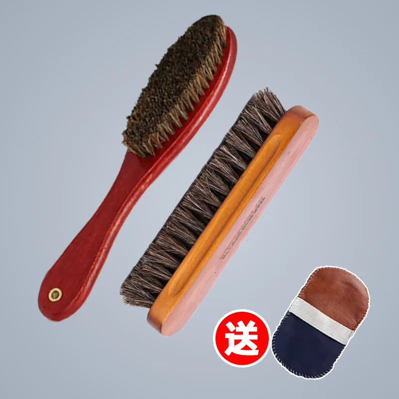 Soft Bristle Horse Hair Brush Shoe Cleaner Stain Remover for Velvet Matte Leather Dusting And Polishing