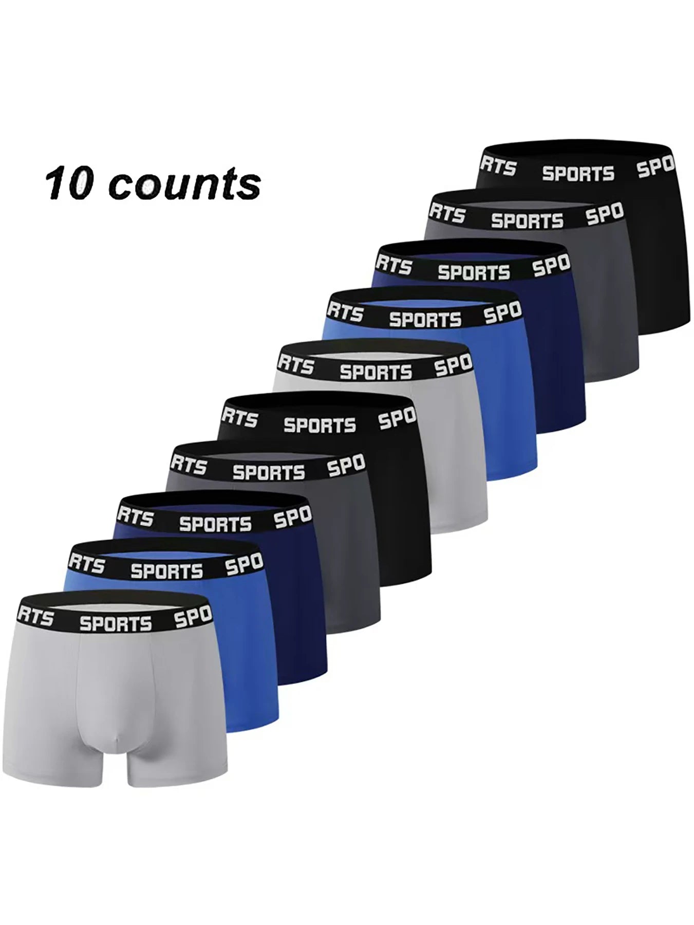 10PCS Sports Men's Underwear Casual Daily Stretch Men's Boxers Comfortable Breathable Four Seasons for Underwear Combination