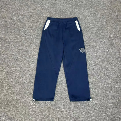 Mertra Classic Embroidered Logo Fleece Lined Loose Fit Straight Leg Casual Trousers Men Women Versatile Comfortable Long Pants