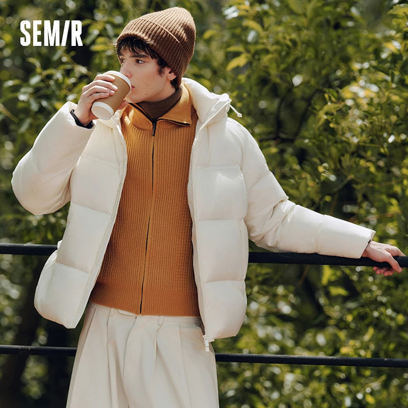 Semir Down Jacket Men Three-Resistant Outerwear Couple Winter Outfit 2025 New Hooded Top Anti-Static Men's Clothing