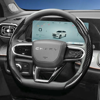 Suitable for Chery Carbon Fiber Texture Steering Wheel Cover with Segmented Quick-Release Design, Durable, for Models Such as Tiggo 2 3 4 7 8 9 Pro Max Csh Arrizo 6 Cross C5 J6 E5 Omoda 5 Gt Eq7