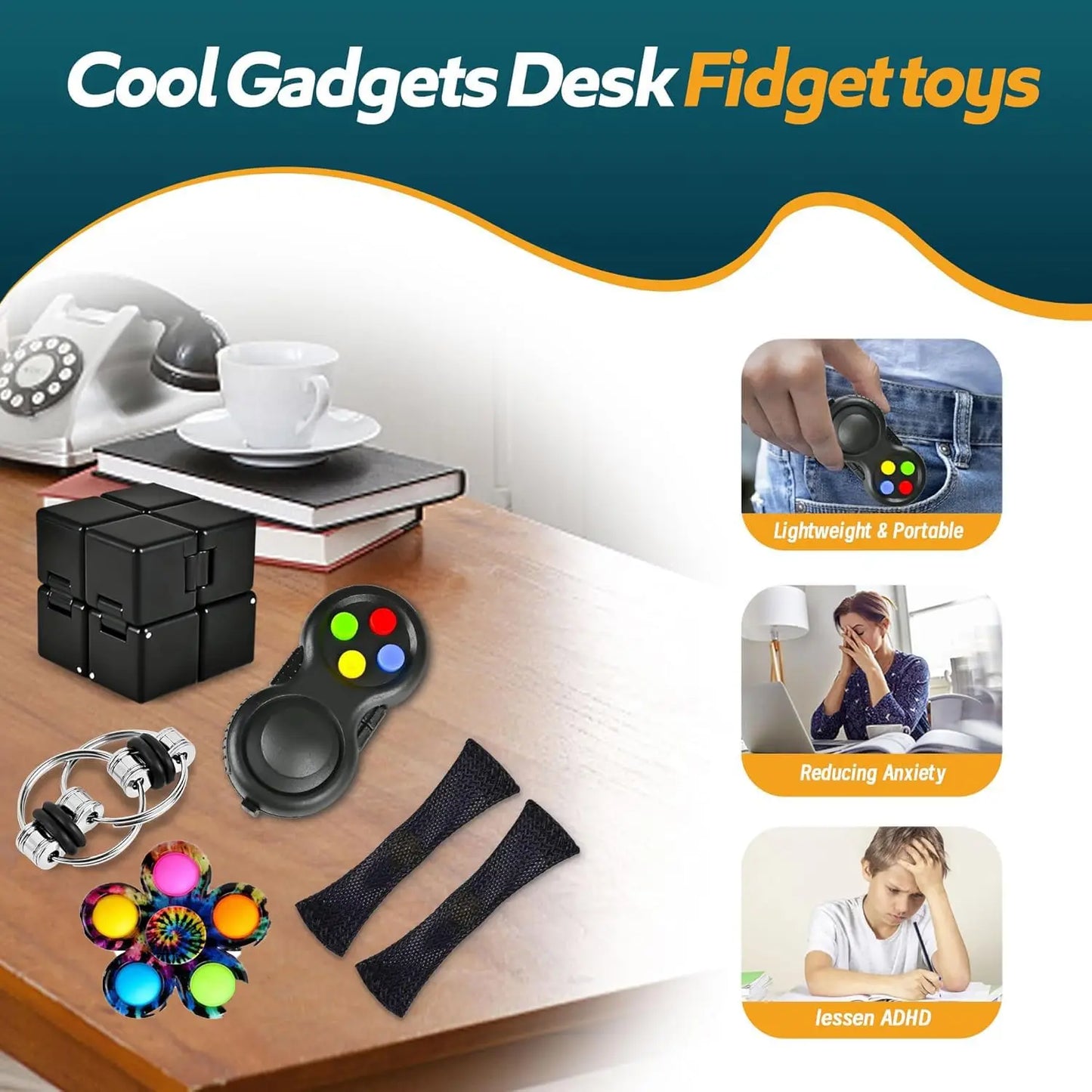 7/14 PCS Fidget Toys Adults Set,Relieves Stress Anxiety Fidget Toys for Kids and Adults with ADD,ADHD, Autism or Anxiety