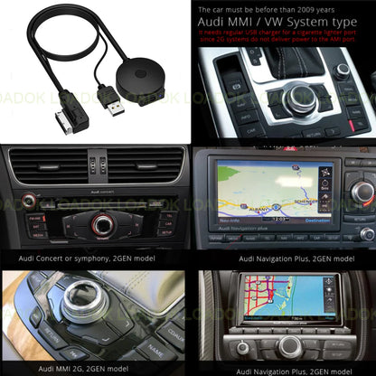 Car Bluetooth AUX Receiver USB Cable Adapter for VW Audi 2G 3G MMI Systems A4 A5 A6 Q5 Q7 Audio Media Input AMI MDI Interface