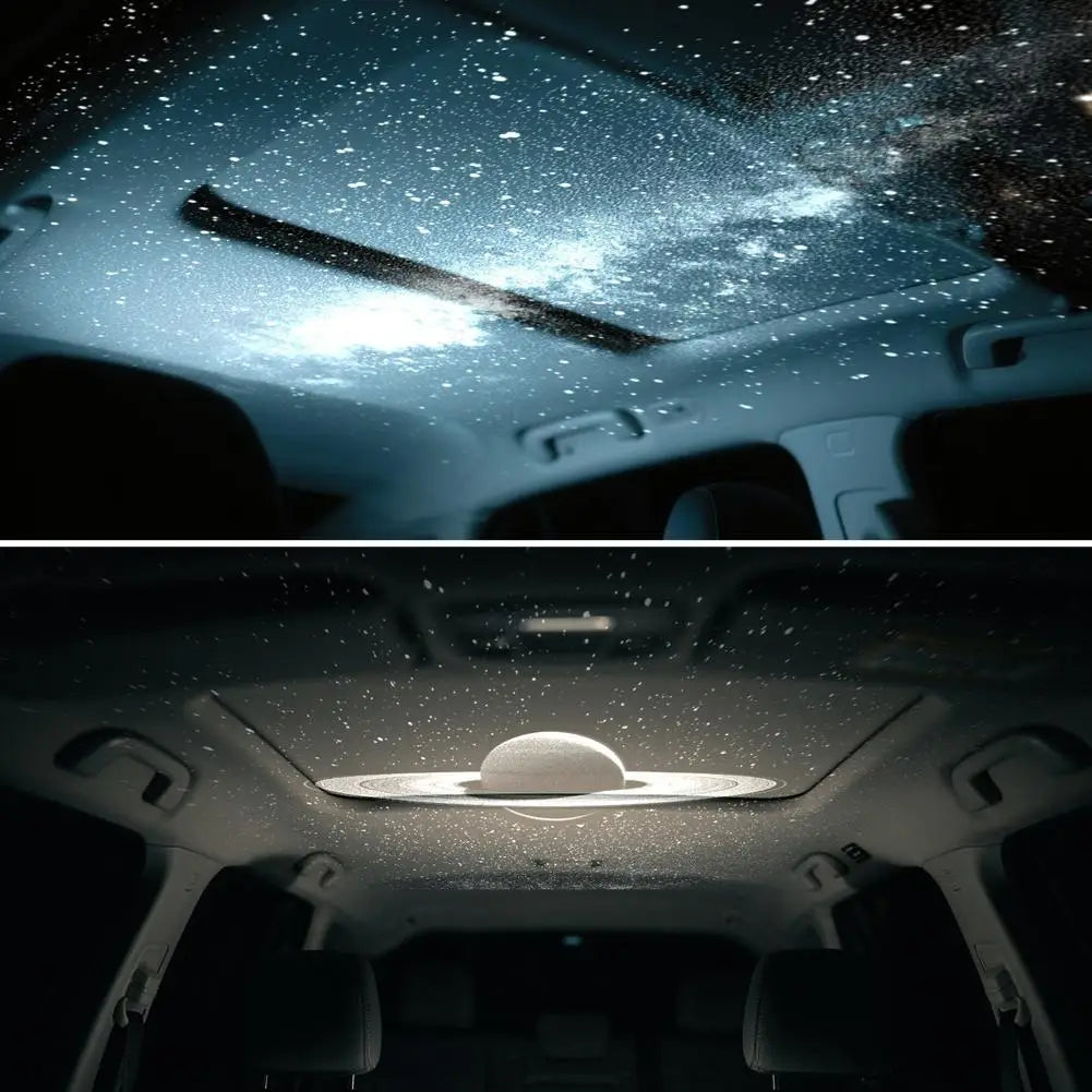 LED Starry Car Ambient Light USB Adjustable Focus Saturn Galaxy Large Range Projection Romantic Party Interior Decor Light