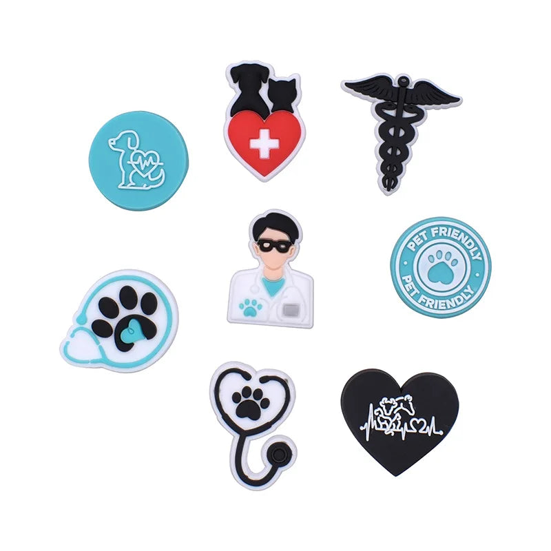 Pet hospital veterinarian Love dogs Shoes Charms DIY PVC Shoe bag Accessories Forenthusiasts Wristband Kids Party X-mas Gifts