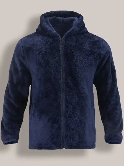 Men's Coral Fleece Jacket Hoodie Thickened Autumn Winter Warm Zipper Hooded New Arrival Comfortable Sweatshirt