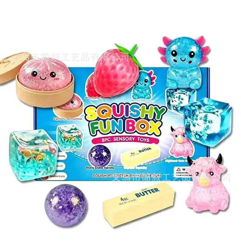 New Random Color 8pcs/Box Tpr Maltose-Filled Squishy Toy, Slow Rising Stress Relief Sensory Fidget Decompression Gift