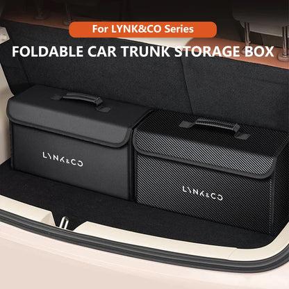 Car Trunk Storage Box Fit For LYNK&CO 01 02 03 05 06 07 08 09 10 Z10 Z20 900 2024 2025 Storage Bag Leather Car Trunk Tool Box
