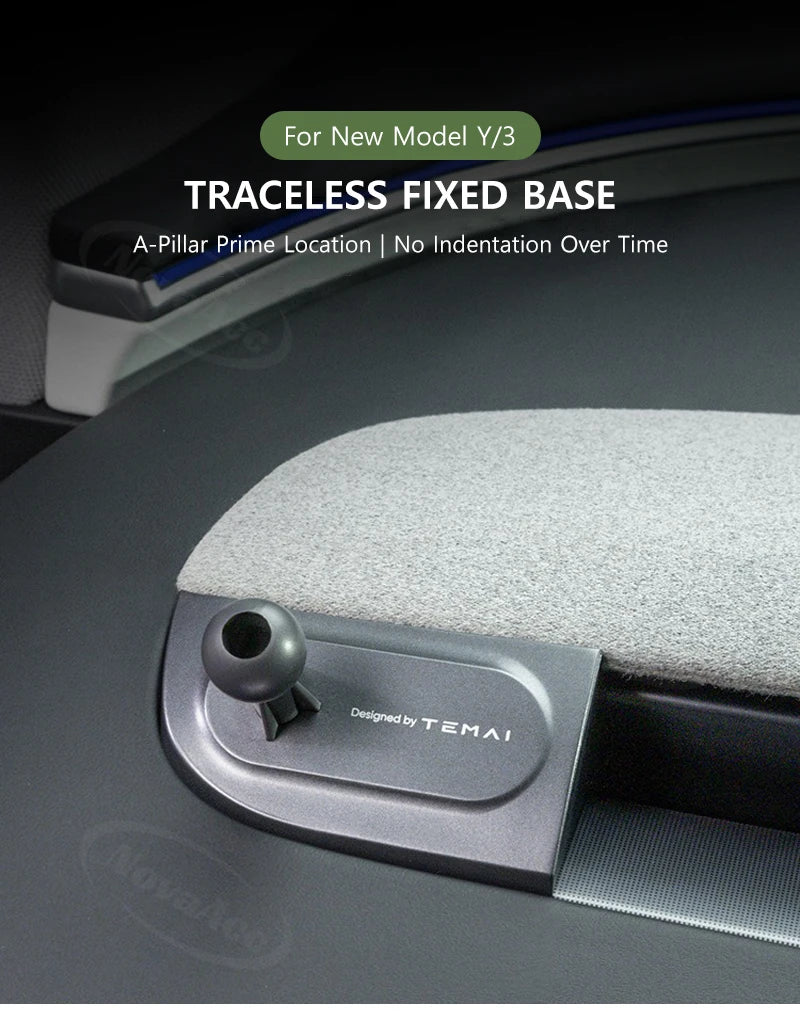NovaAcc Magnetic Wireless Charging Mount For Tesla Model Y Juniper Model 3 Highland 2024-2026 Left Right Rudder Car Phone Holder