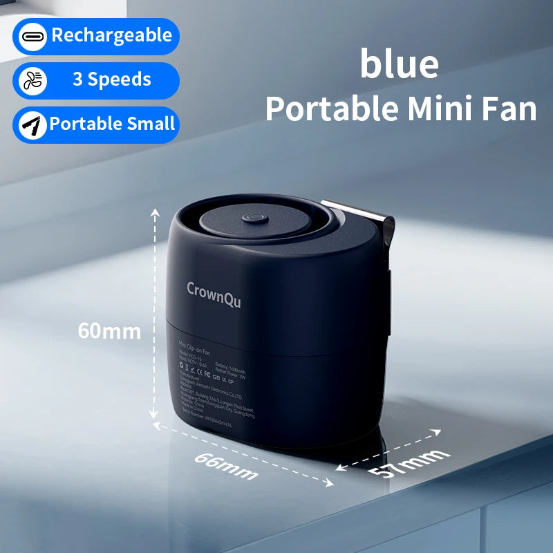 Waist Fan Portable Clip Rechargeable Ultra 3 Speed 360° Adjustable Turbocharged Neck Fans Strong Wind With for Outdoor Sports