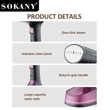 SOKANY12008 Handheld Portable Clothes Ironing Brush for Home and Travel, Mini Iron