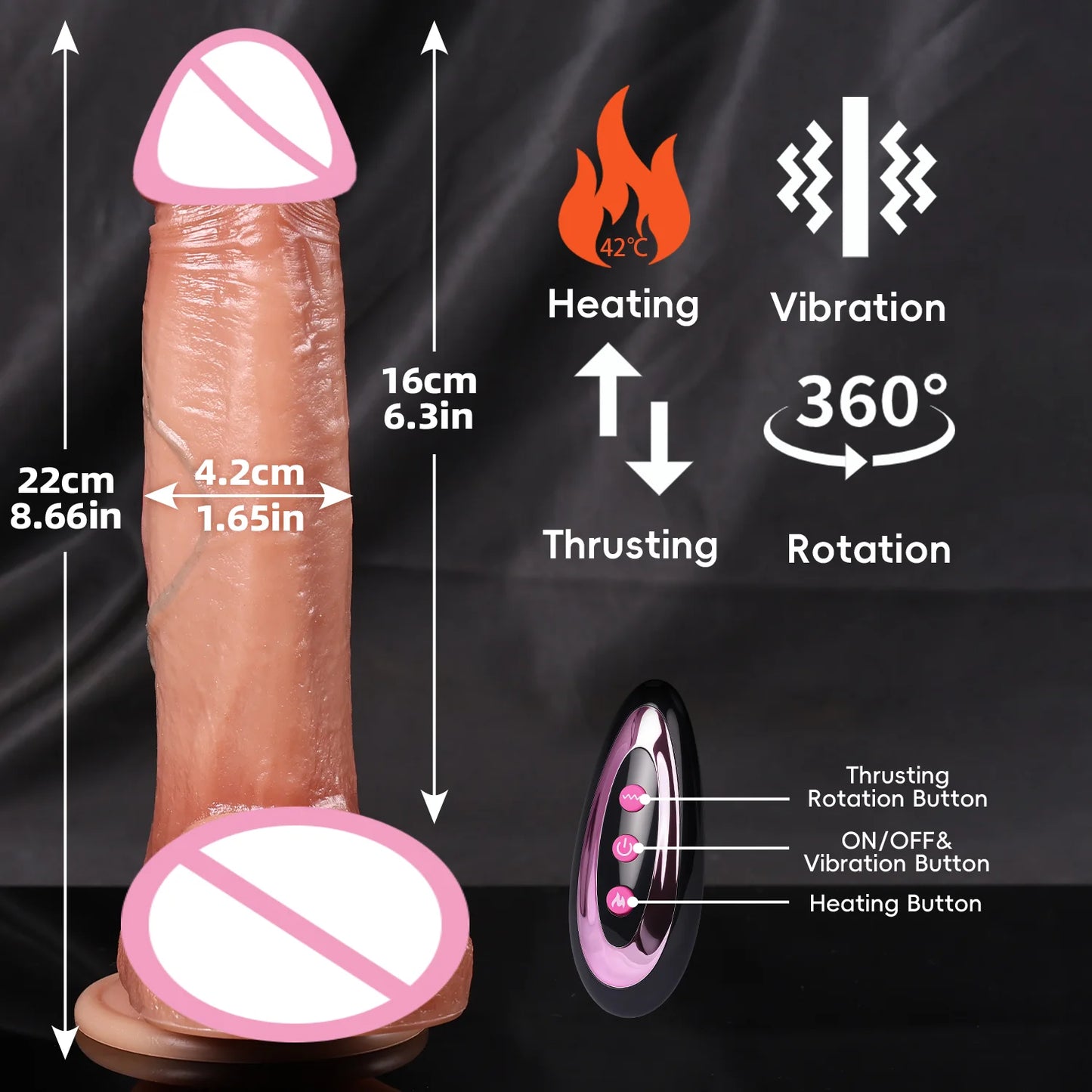 Realistic Dildo Telescopic Penis Vibrator Sex Toys Heating For Women Masturbation Sexy Adult Penetration Anal Thrusting Dildos
