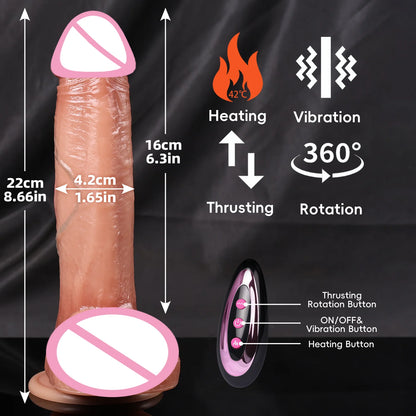 Realistic Dildo Telescopic Penis Vibrator Sex Toys Heating For Women Masturbation Sexy Adult Penetration Anal Thrusting Dildos