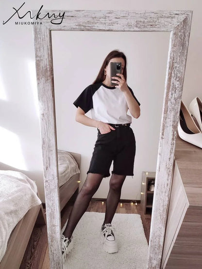 Simple White Oversize T-shirts For Women Cotton Summer Green T Shirts Women Short Sleeve Loose Blue T Shirt Women Yellow Top Tee