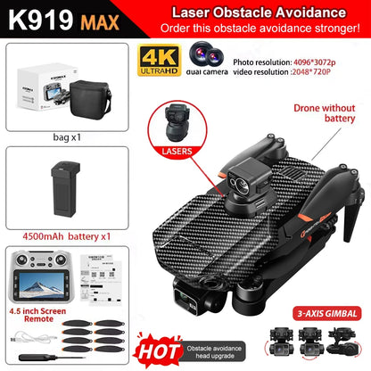 New K919 MAX Drone 8K GPS Professional HD 3-axis Gimbal Aerial Screen Remote Control Aircraft 5G HD Dual Camera Security drone