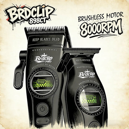 New BRDCLIP PRO Electric Hair Clipper Hair Trimmer Set Outer Rotor BLDC 6000-8000RPM Barber  Shop DLC Blade with Charge Dock