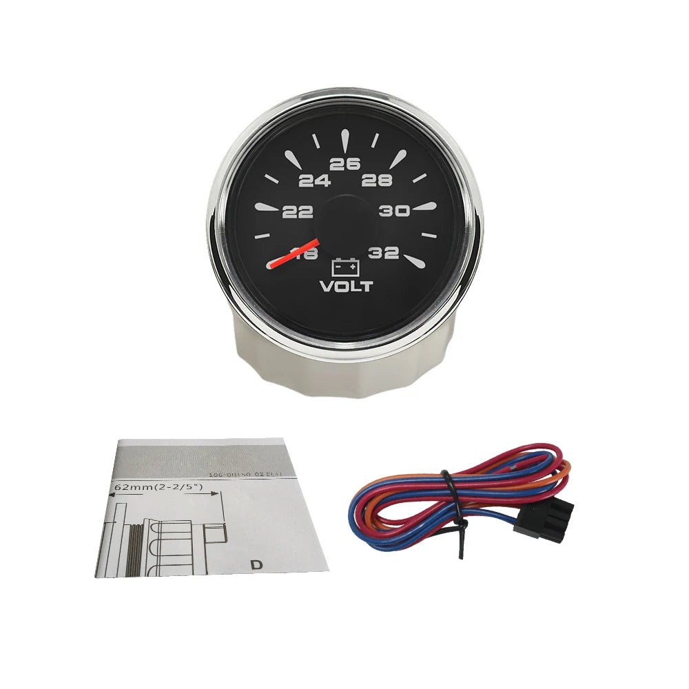 RHAXEL 2" 12V DC Voltmeter Volt Gauge 8-16V 16-32V 18-32V 9-32V with 8 Backlights for Car Boat Motor RV Truck