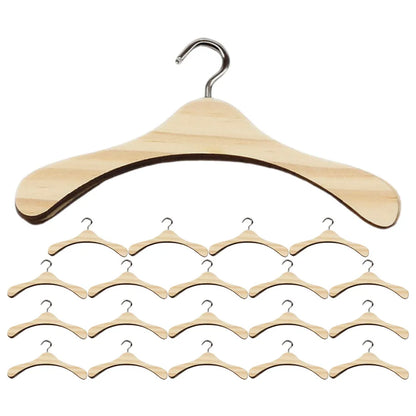 20Pcs Wooden Mini Closet Hangers 12Cm Wardrobe Organizer Storage Display Rack Elegant for Dollhouse Bedroom Furniture