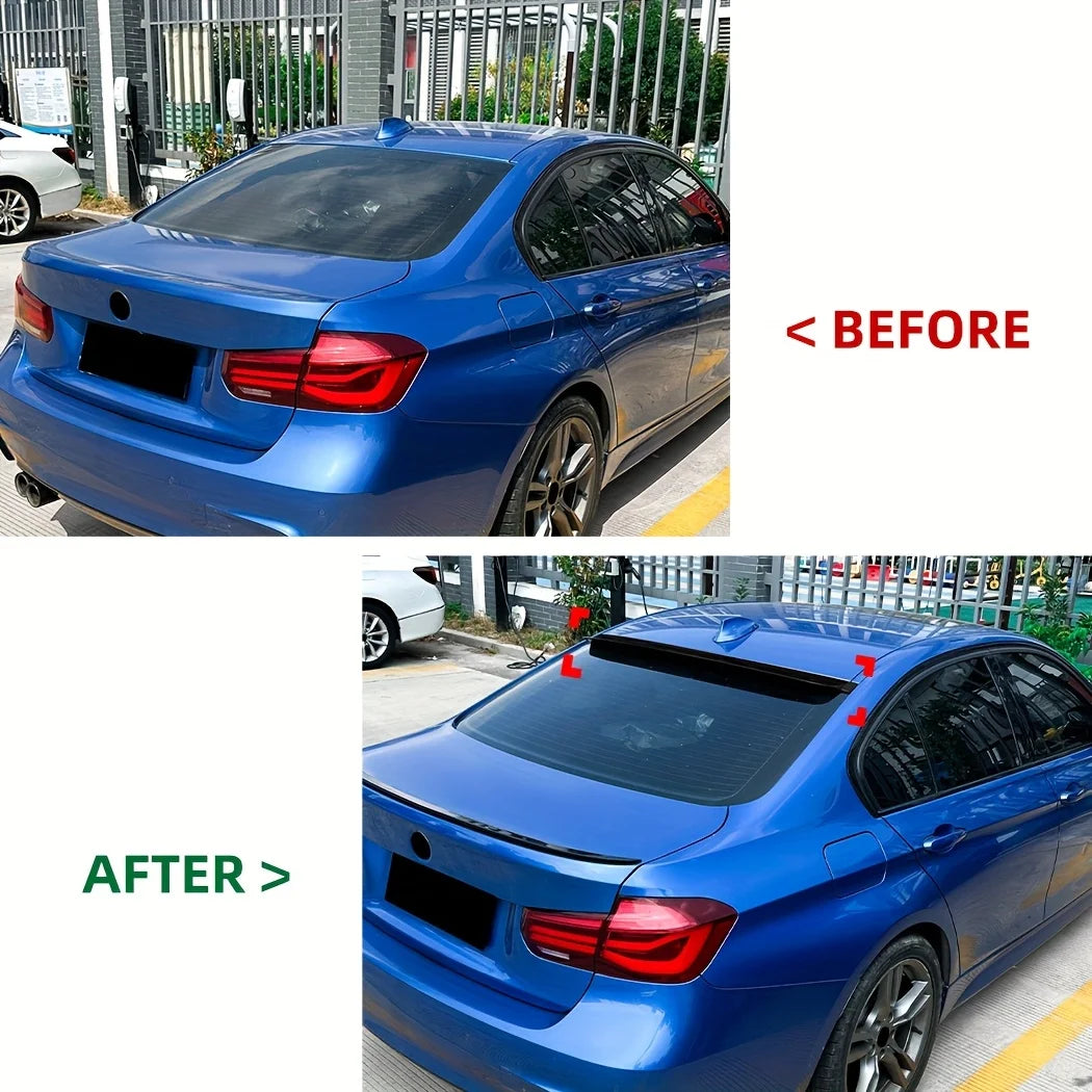 Glossy Black/Carbon Look Rear Roof Trunk Spoiler Tail Fin Fixed Wind Spoiler For BMW 3 Series F30 2013-2019 Wing Roof Spoiler