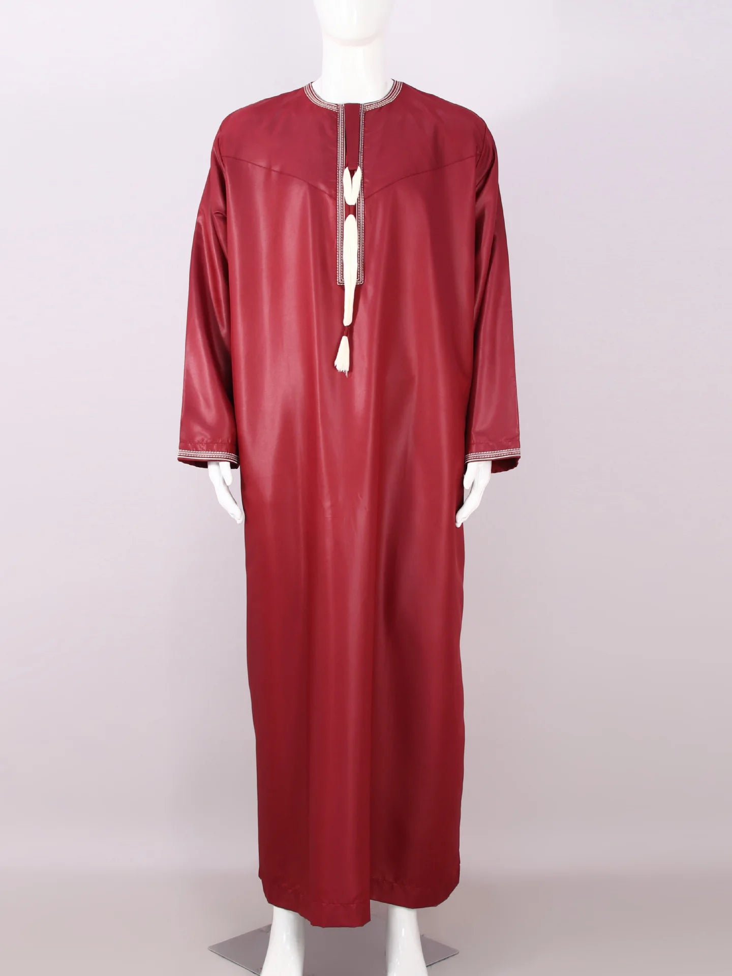 2026 New Round Neck Embroidered Omani Robe Arabic Saudi Men Long Sleeve Thobe  Islamic Clothing Ropa Islamica Hombre