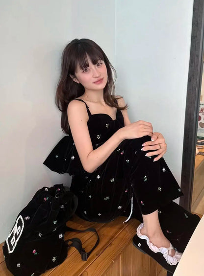 Japanese Sweet Girl's Bud Camis 2025 Autumn Winter New Women's Fashion Versatile Tank Top Daily Sleeveless Short Velvet Tops