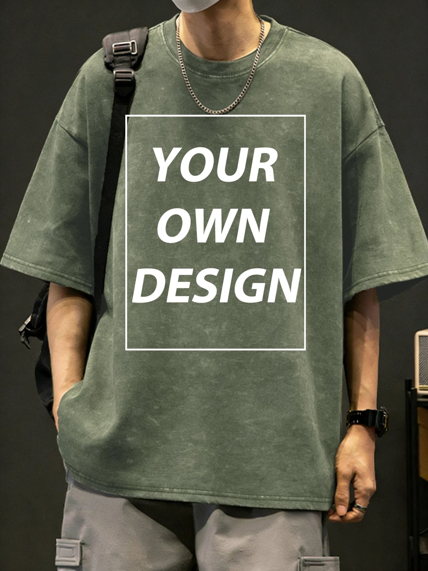 Mens Summer Personalized Pattern Custom Cotton Retro T-Shirts Korean Street Trendy Short Sleeve Breathable Daily Office Team Tee