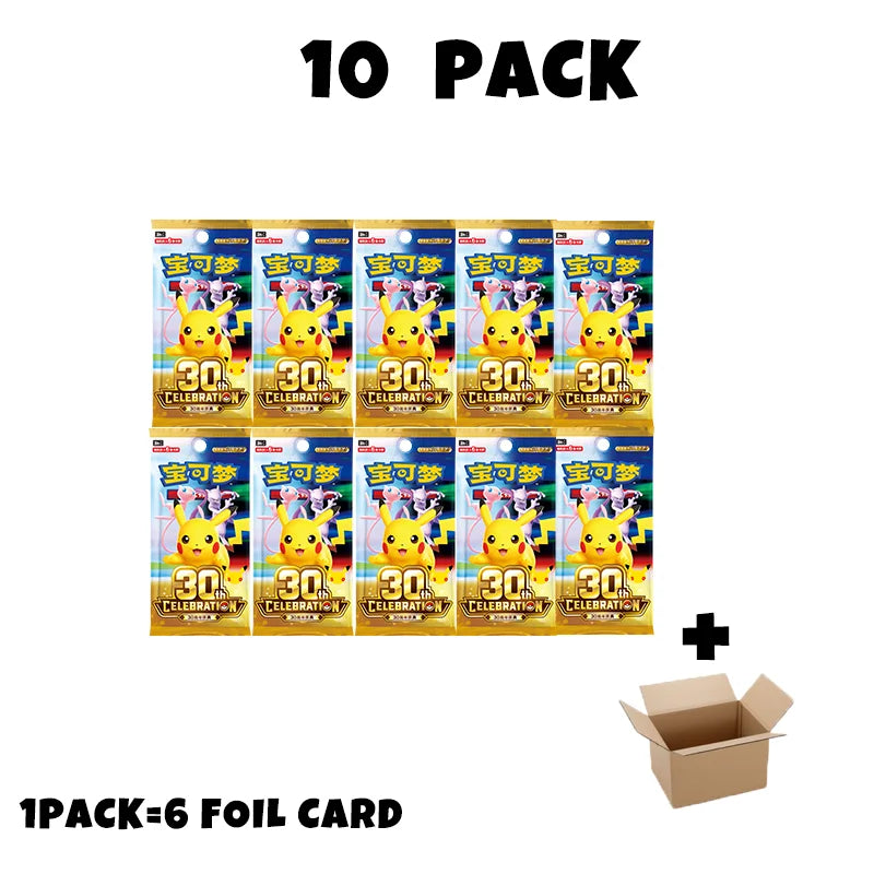 New Pokemon 30th Anniversary All Foil Cards Chinese Ver Booster Pack Special New PTCG Sealed FUR Pikachu Cards For Collection