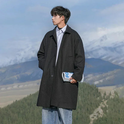 TFETTERS Brand Japan Woolen Overcoat Man Casual Autumn Winter New 2026 Thickening Windbreak Coat Male Daily Vintage Clothing