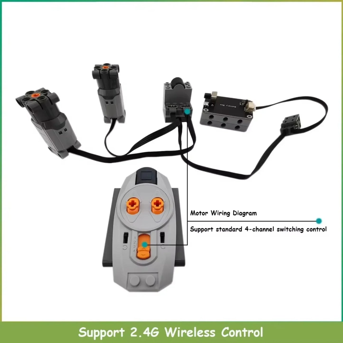 MOC Rechargeable 9V Battery Box Power Output Support M/L/XL Motor Forward/Reverse Control Compatible with Building Blocks Toys