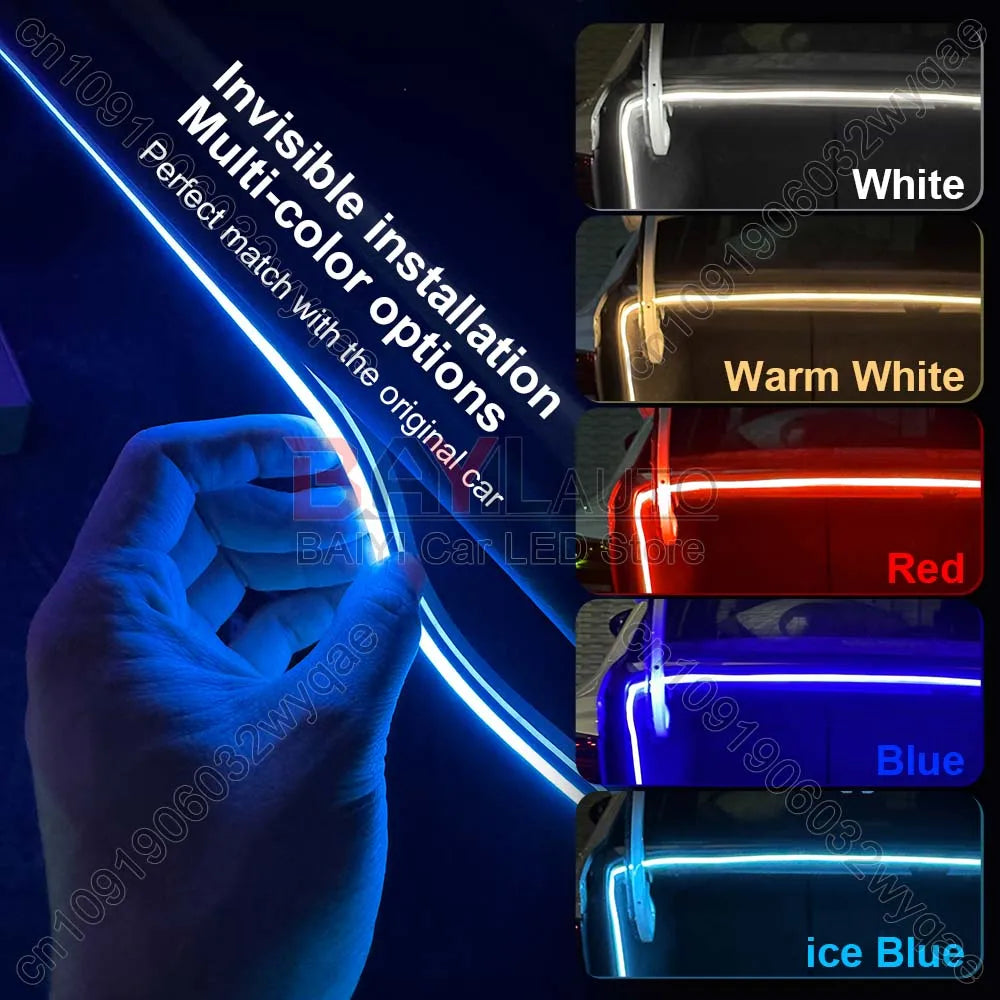 12V LED car atmosphere light, 200cm/420cm Car Universal trunk light bar, DIY can cut car tail lamp brightening Auto Accessories