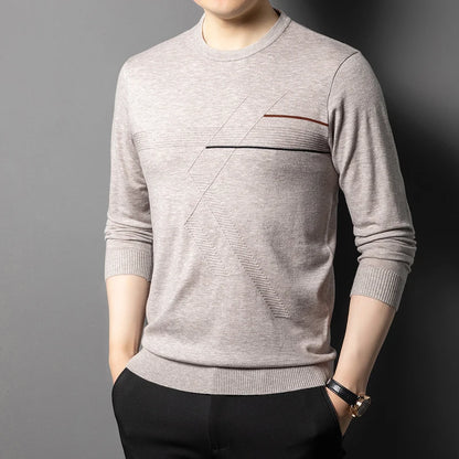 Anti-Pilling High-End Knit Men Pullover Sweater Jumper New Lightweight Round Neck Loose Fashion