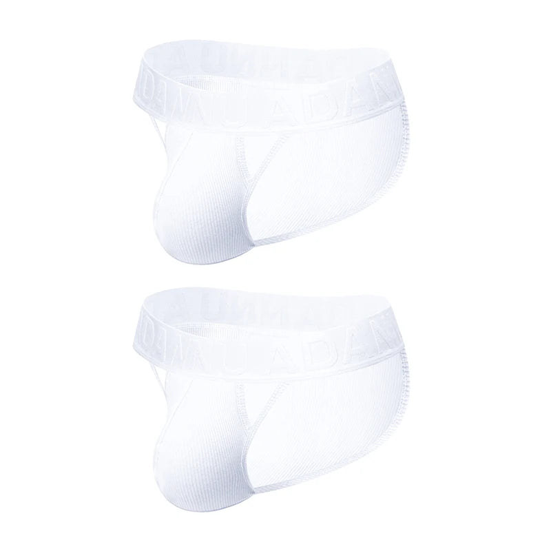 Men's 100% Cotton Ribbed Briefs U Convex Pouch Embossed Elastic Waistband Soft Skin-Friendly Breathable Underwear