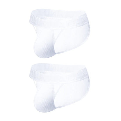 Men's 100% Cotton Ribbed Briefs U Convex Pouch Embossed Elastic Waistband Soft Skin-Friendly Breathable Underwear