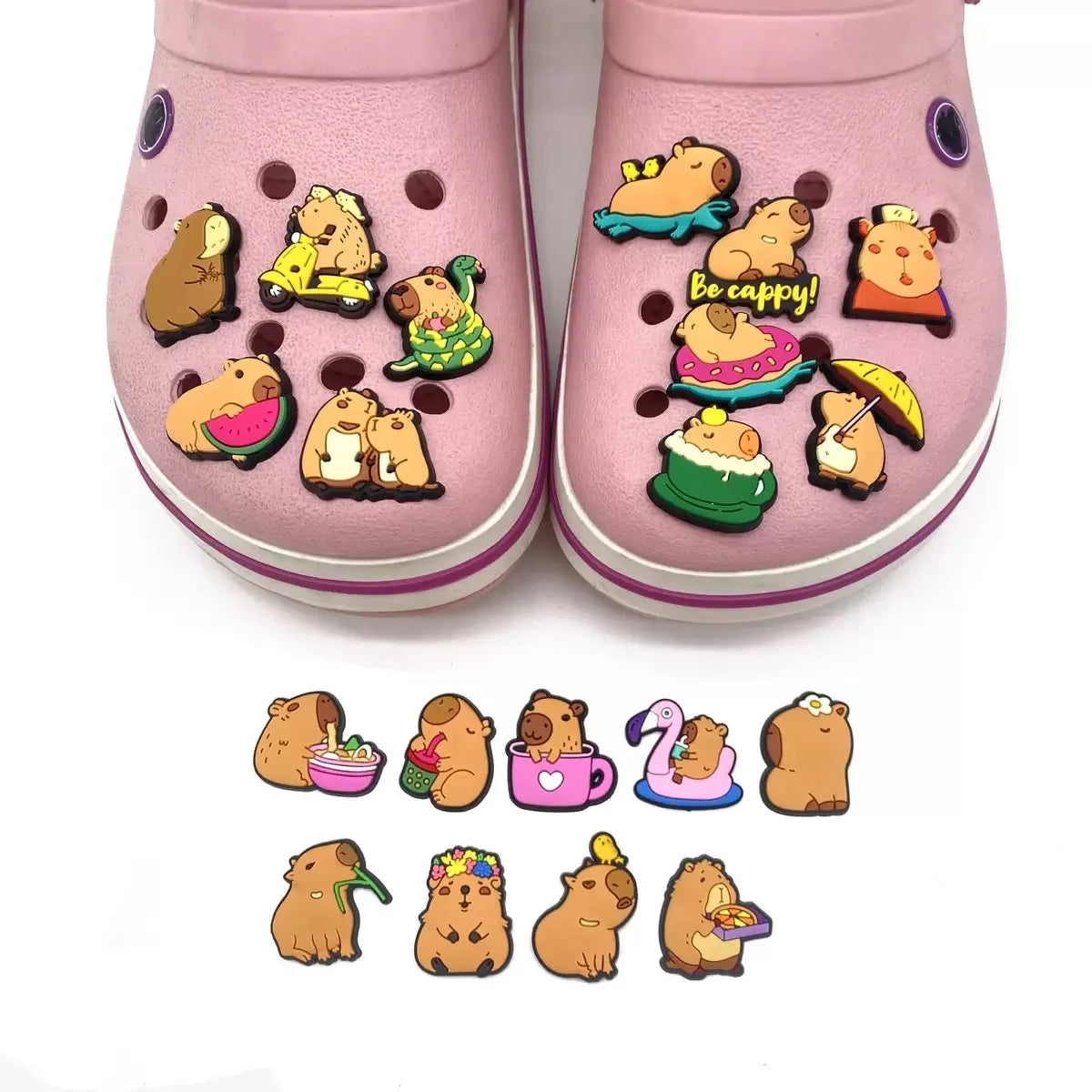 10-50pcs Cute Animals Capybara Shoe Charms PVC Shoes Accessories Decoration Buckle for Clog Sandals Wristband Kids Party Gift