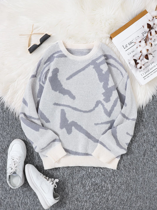 Unisex Sweaters, Casual and Comfortable with Dropped Shoulders, Autumn and Winter Knitwear, Soft Regular-Fit Long-Sleeved Crew Neck Pullovers, Suitable for Everyday Wear, Unisex Tops for Going Out, Men's Knit Pullovers